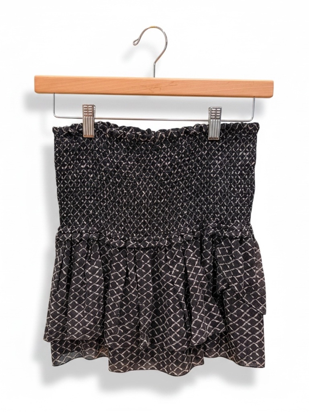 Isabel Marant Smocked Ruffle Mini Skirt in Black and White